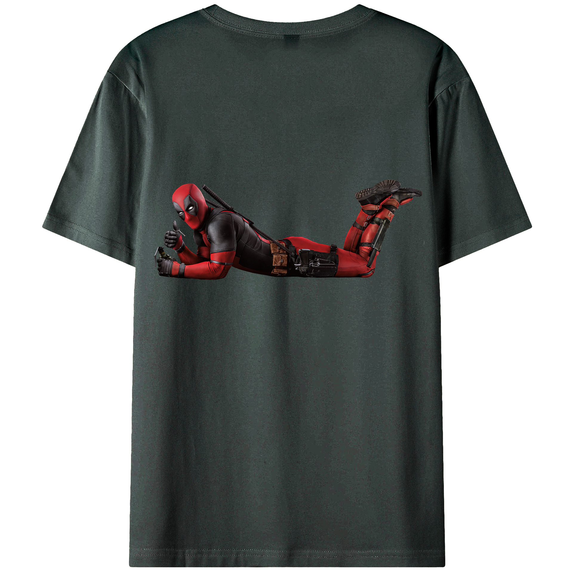 （画像用） Deadpool デッドプール 綿100％ メンズ半袖Tシャツ（バックプリント） 通気性